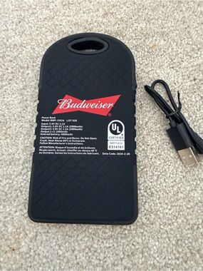 Budweiser Black Portable Power Bank with Red Logo